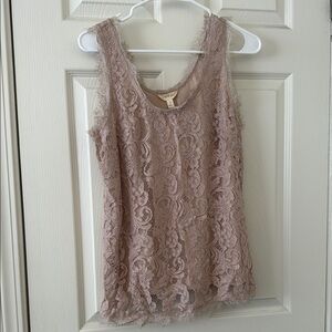 New Adiva Small Lace Sleeveless Top in Taupe